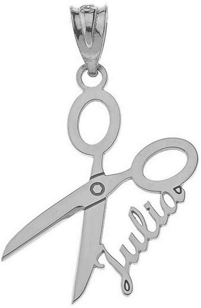 Personalized Name Silver Hairdresser Hair Stylist Scissor Pendant Necklace