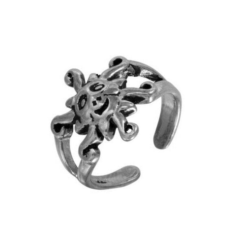 NWT Sterling Silver 925 Oxidized Sun Design Toe Ring Adjustable Finger Ring