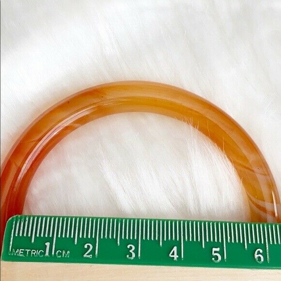 NEW Orange Red White Agate Bangle Inner Diameter 59 mm - Round Shape