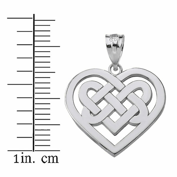 925 Sterling Silver Celtic Knot Woven Heart Pendant Necklace
