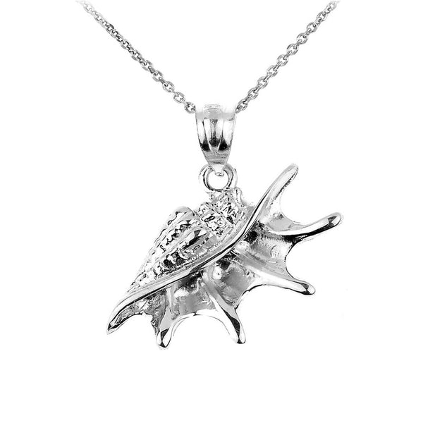 925 Sterling Silver Seashell Sea Shell Charm Pendant Necklace