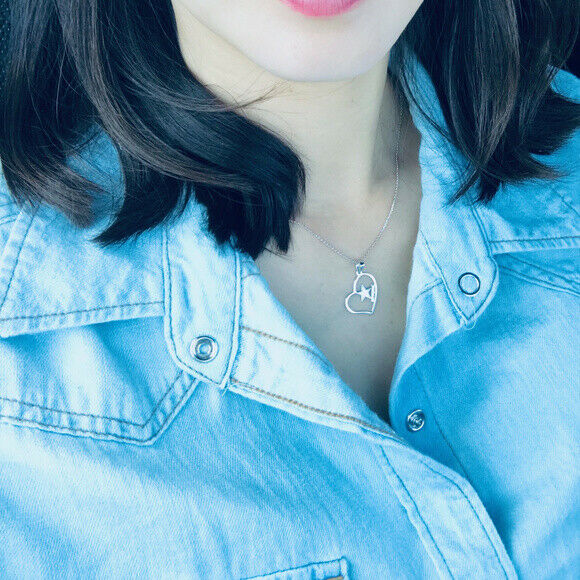 Dallas Cowboys Slanted Open Heart Silver Necklace - Officially Licensed NFL