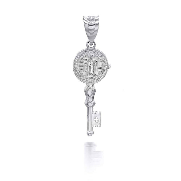 925 Sterling Silver St. Saint Benito Key  Pendant Necklace