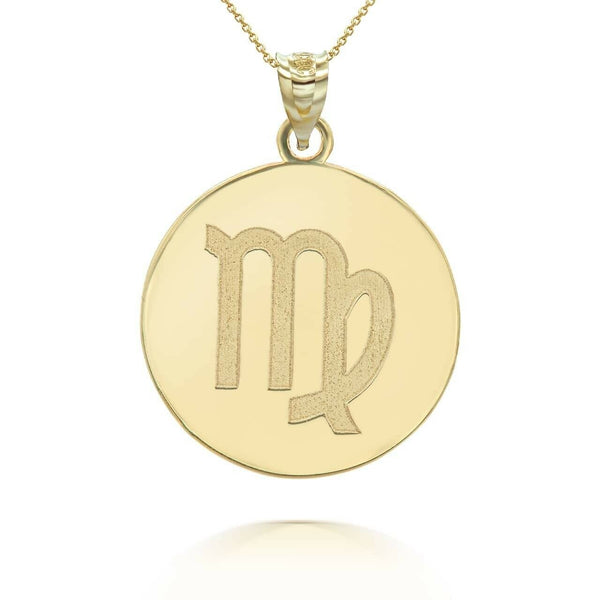 Personalized Name 10k 14k Solid Gold Zodiac Sign Virgo Pendant Necklace