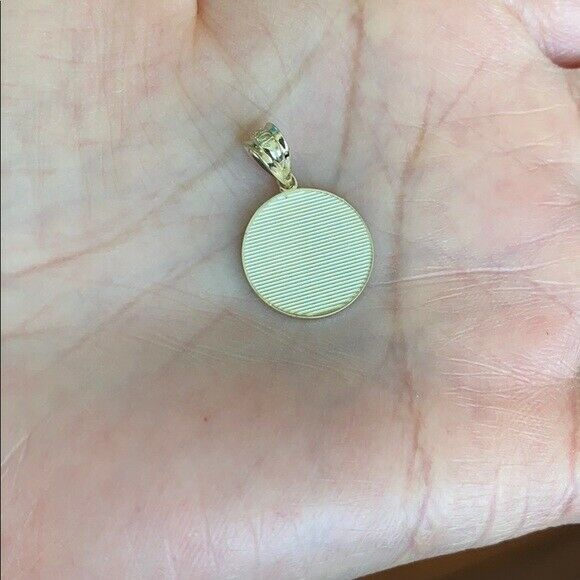 Solid 10k White Gold Maze Chartres Labyrinth Disc Medallion Pendant Necklace