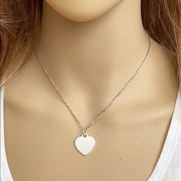 925 Sterling Silver Plain Heart Pendant Necklace  16" 18" 20" 22"