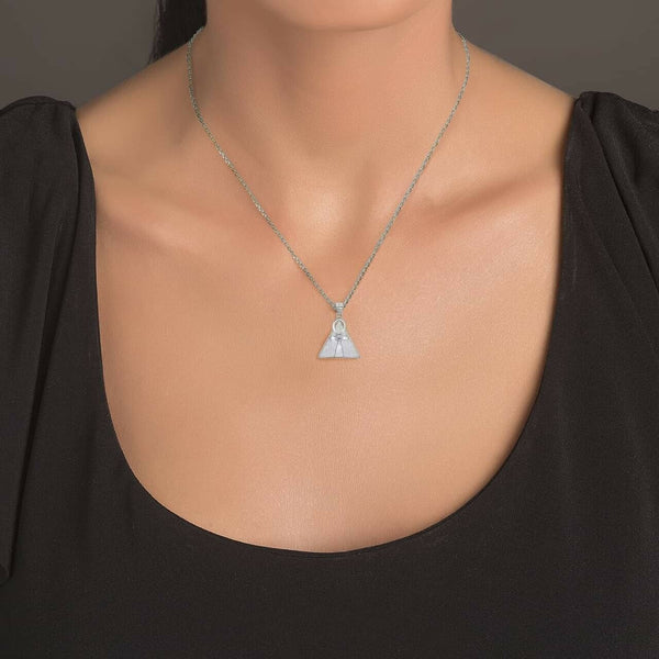 14K Solid Gold Egyptian Ankh Cross On A Pyramid Pendant Necklace
