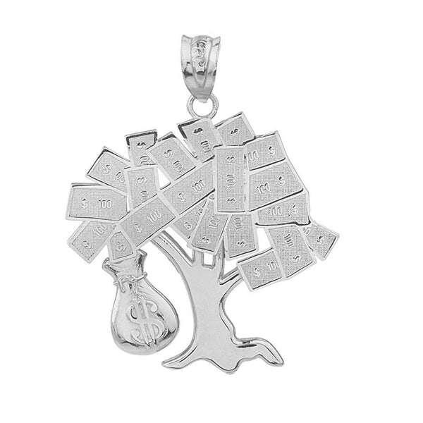 10K Solid Gold Hip Hop Money Tree Money Bag Pendant Necklace
