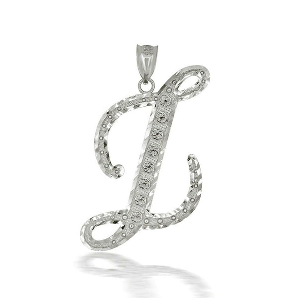 925 Sterling Silver Cursive Initial Letter Z Pendant Necklace