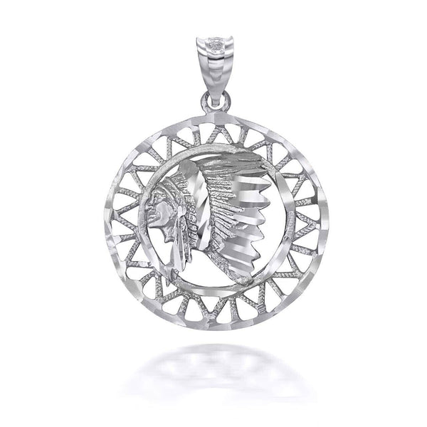 10K Solid Gold Apache Openwork Pendant Necklace - Yellow, Rose, or White