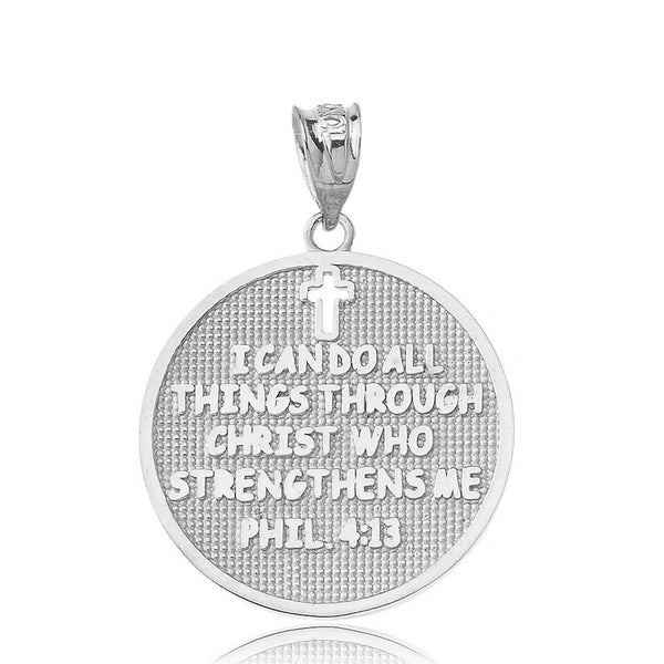 10k White Gold Philippians 4:13 I Can Do All Thing Throu Christ Pendant Necklace