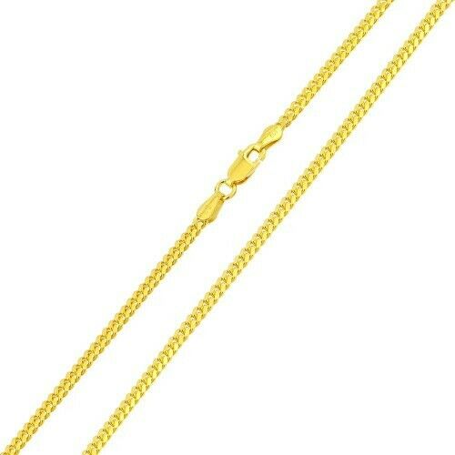 14k Yellow Gold Plated Sterling Silver Italian Italy Cuban Chain necklace 2.6 mm