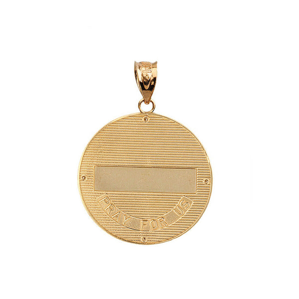 Solid Gold Orthodox Saint Nectarios Aegina Diamond Medallion Pendant Necklace