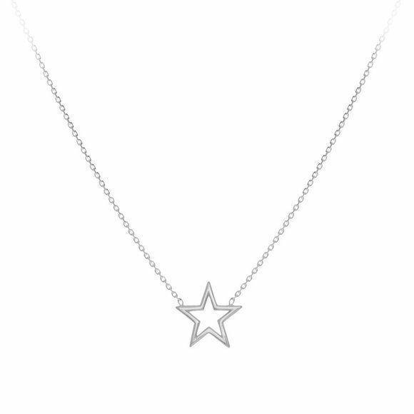 14K Solid Yellow Gold Mini Star Cut Out Necklace 16"-18" adjustable -Minimalist