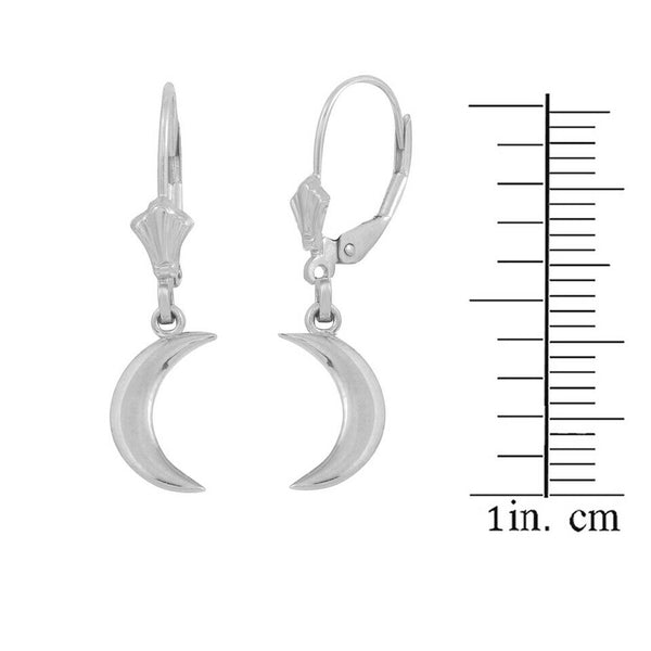 .925 Sterling Silver Crescent Moon Leverback Earrings