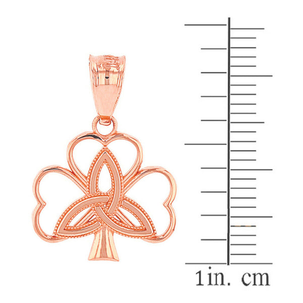 10K Solid Gold Triquetra Irish Celtic Clover Charm Pendant Necklace