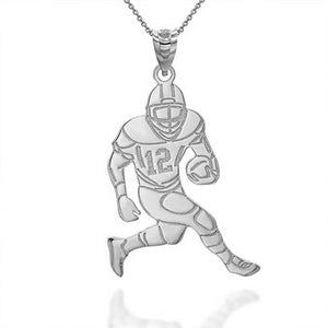Personalized Engravable Silver Football Player Pendant Necklace Your Number Name
