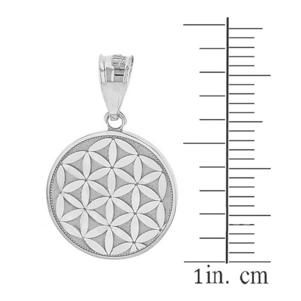 14K Solid Gold Flower of Life Dainty Disc Medallion Pendant Necklace