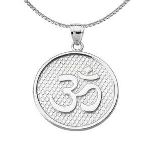 925 Sterling Silver Om /Ohm Symbol Round Pendant Necklace Made in US Meditation