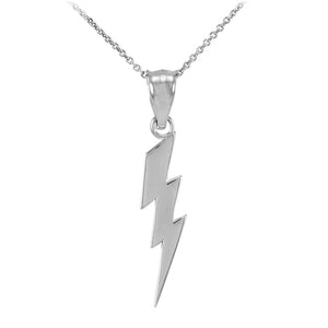 Sterling Silver Thunderbolt Charm Pendant Necklace symbolizes Power & Authority