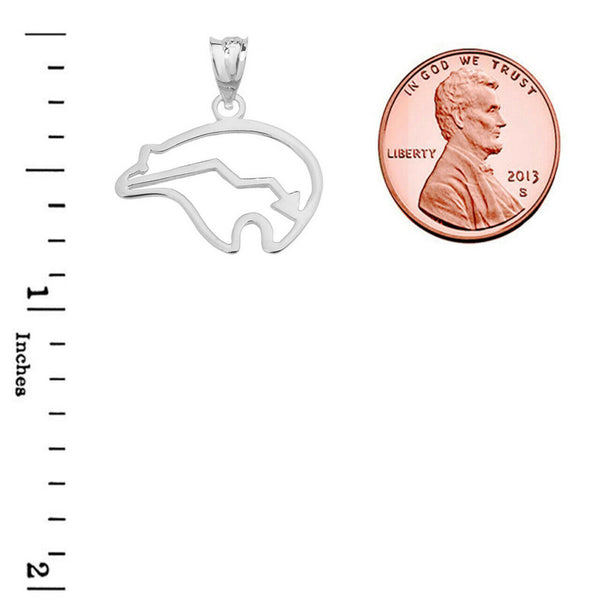 925 Sterling Silver Zuni Bear Heart-Line Cut Out Pendant Necklace