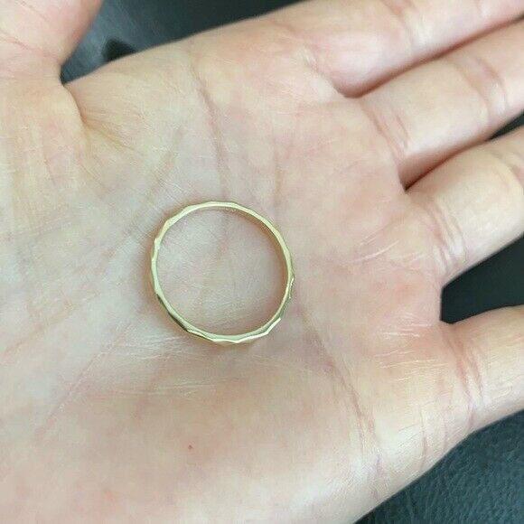 14k Solid Yellow Gold Hammered Knuckle Ring Any Size Thumb Band 1 2 3 4 5 6 7 8