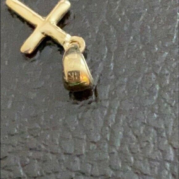 14k Yellow Gold Mini Elegant Diamond Cross Pendant Necklace 16" 18" 20" 22"