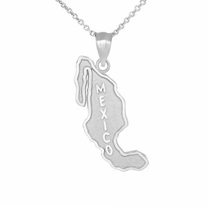 925 Sterling Silver Mexico Map Pendant Necklace 16", 18", 20", 22"
