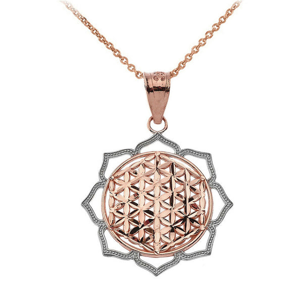 10K Solid Gold Symmetrical Circle of Life Pendant Necklace