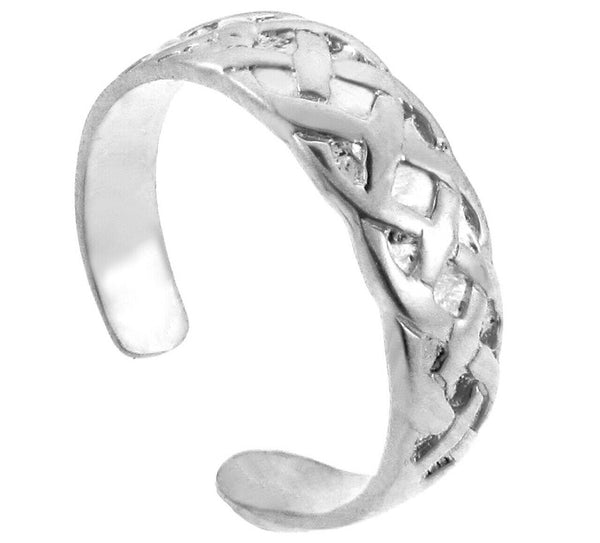 925 Sterling Silver Bold Trinity Knot Toe Ring - Adjustable - Knuckle, Thumb