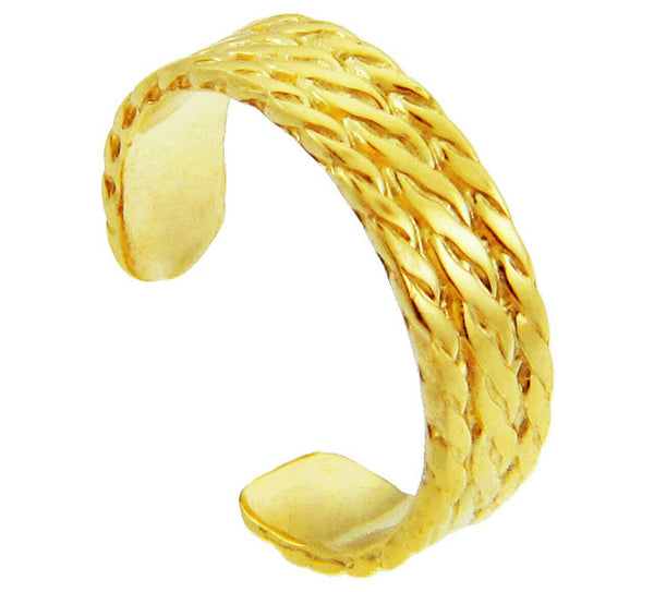 10K or 14K Solid Gold Twisted Rope Toe Ring Milgrain - Yellow, Rose,or White
