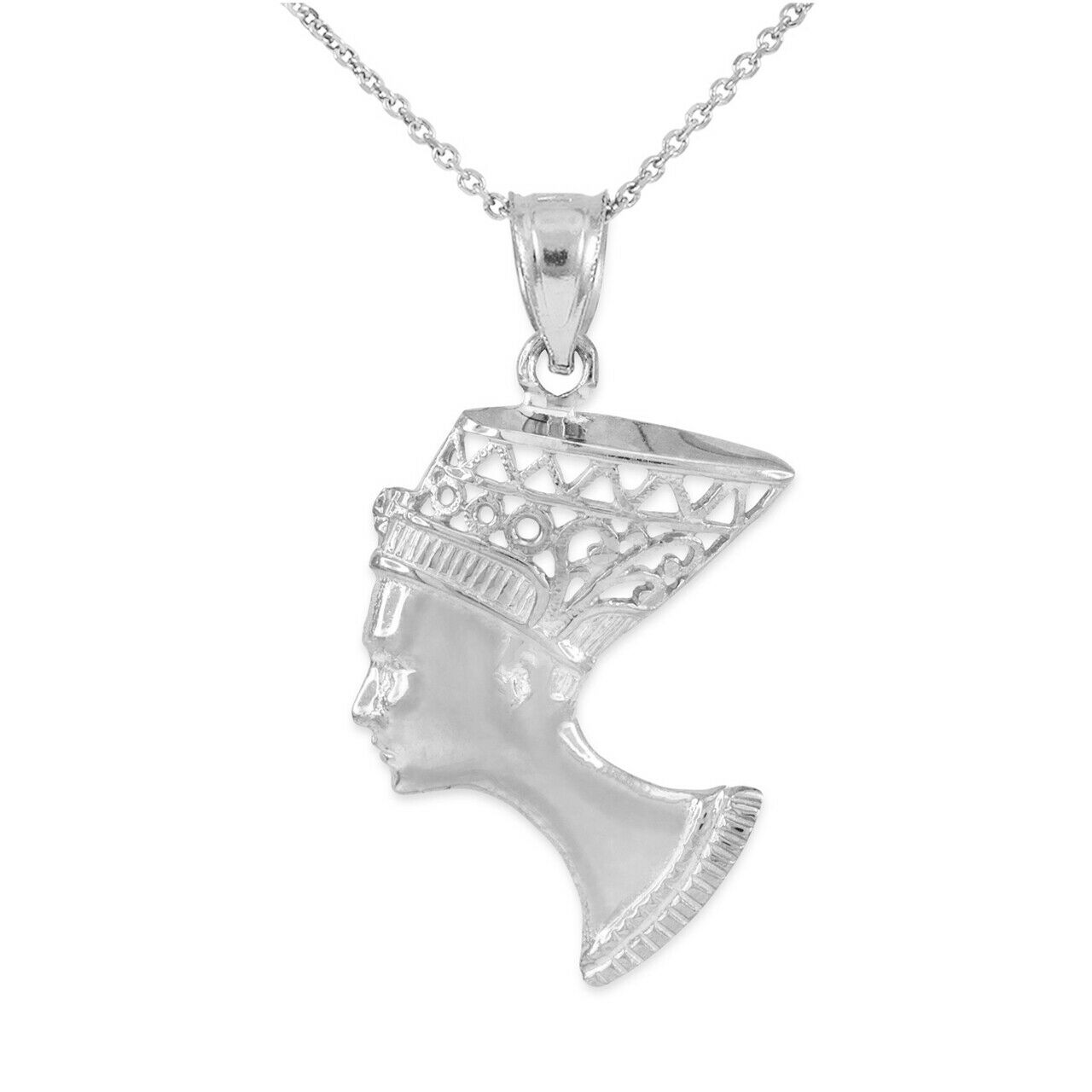 925 Sterling Silver Queen Nefertiti Filigree Pendant Necklace