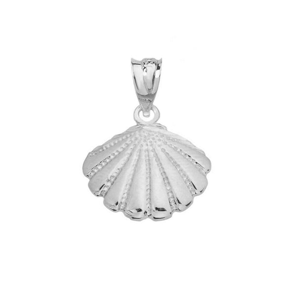 925 Sterling Silver Seashell Cockle Sea Shell Charm Pendant Necklace