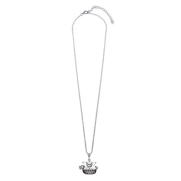 925 Sterling Silver Viking Ship Pendant Adjustable Necklace 16"-18"