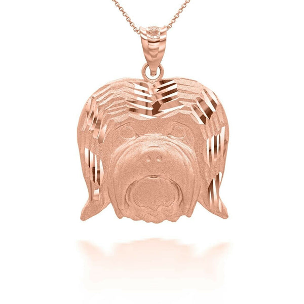 14K Solid Gold Dog Havanese Bichon Pendant Necklace  - Yellow, Rose, White