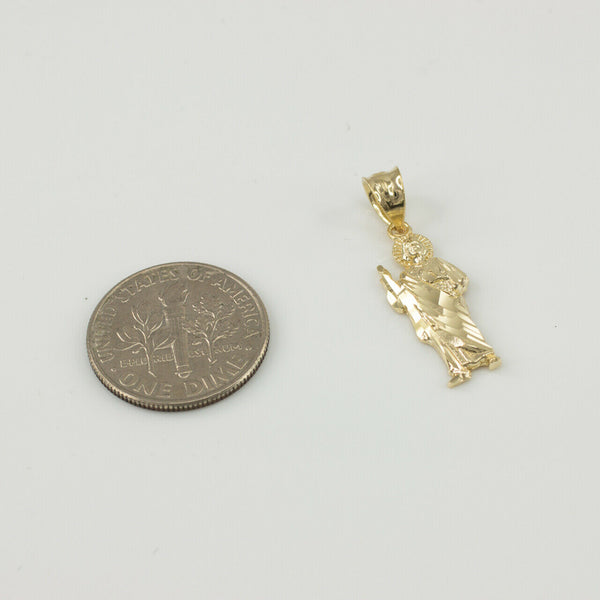 10k Solid Gold St. Saint Jude Pendant Necklace (Yellow, Rose, White)
