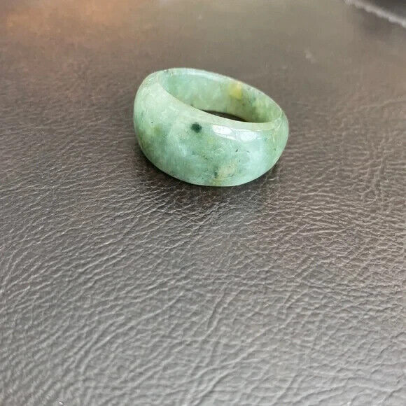 Green Natual Jade Band Ring Big Size 11 - Unisex Width 8-14mm