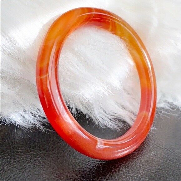 NEW Orange Red White Agate Bangle Inner Diameter 55 mm - Round Shape MN12