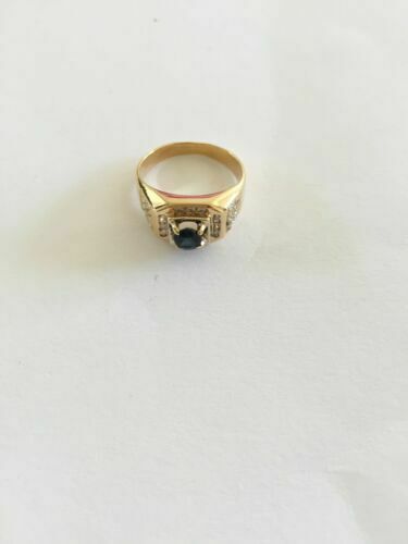 NWOT 14K Yellow gold Sapphire and diamonds Ring Size 7 Unisex