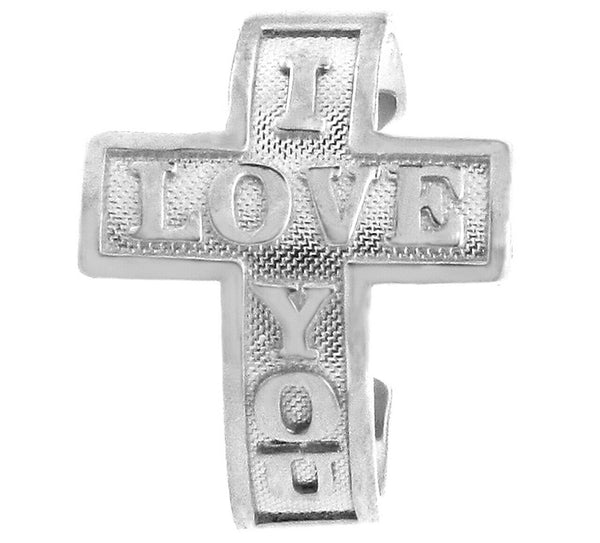 925 Sterling Silver Cross "I Love You" Toe Ring - Adjustable - Knuckle, Thumb
