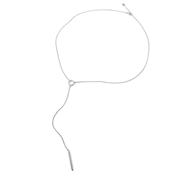 NWT 925 Sterling Silver Rhodium Plated Lariat Dangle Drop Necklace