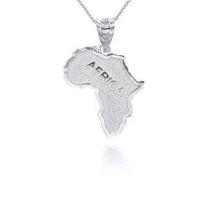 .925 Sterling Silver Africa Map Pendant Necklace