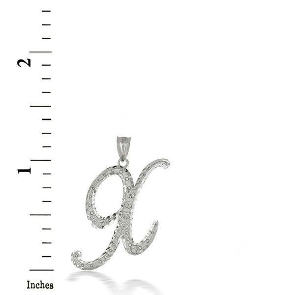 925 Sterling Silver Cursive Initial Letter X Pendant Necklace