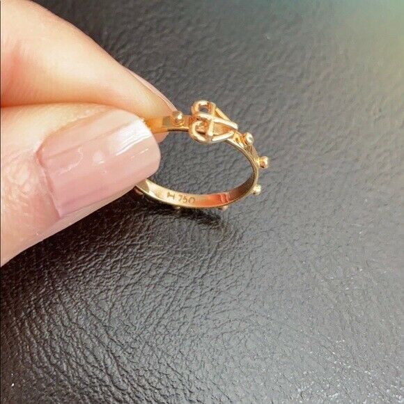 14K Solid Yellow Gold Cross Heart Ring Size 5.5