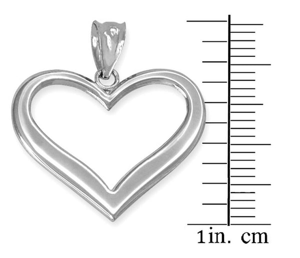 14k White Gold Polished Open Heart Pendant Necklace 16", 18", 20", 22"