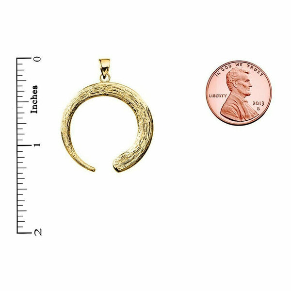 14k Solid Yellow Gold Japanese Buddhist Zen Circle Pendant Charm Necklace