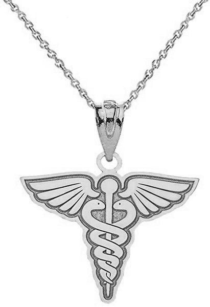 Personalized Engravable Name Sterling Silver Caduceus Pendant Necklace