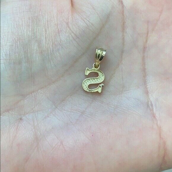 10k Solid Yellow Gold Small Mini Initial Letter S Pendant Necklace