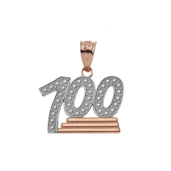 10K Solid Gold Textured 100 Points Emoji Pendant Necklace Pendant Necklace