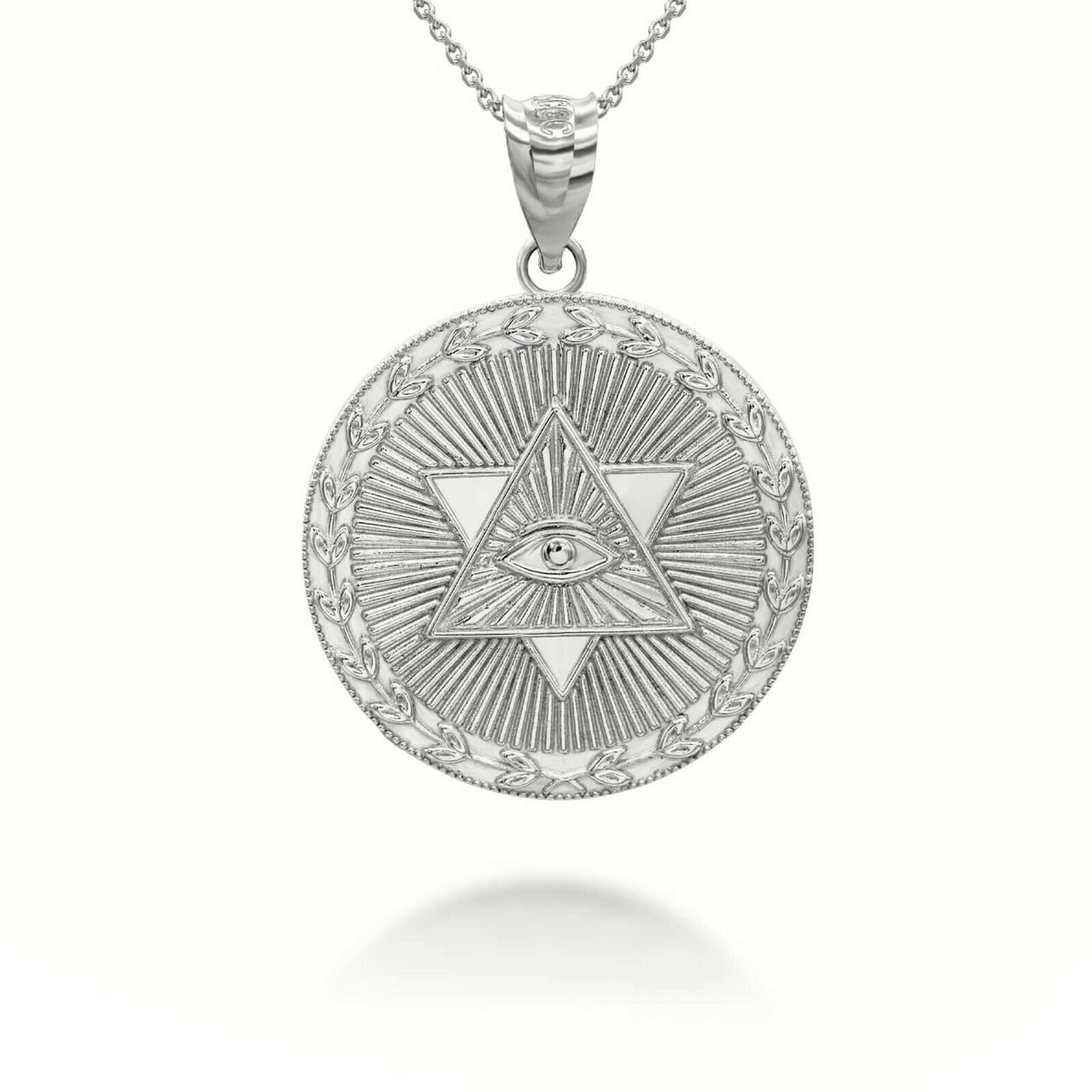 925 Sterling Silver Star of David All-Seeing Eye Coin Pendant Necklace